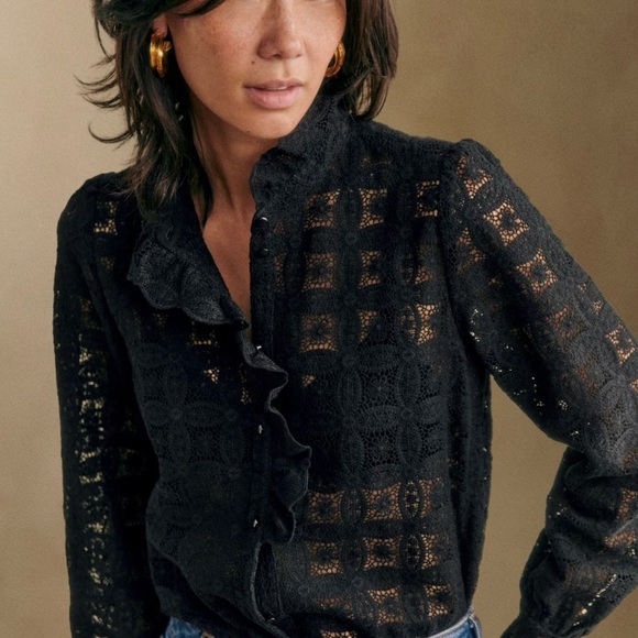 Sezane Tops - Sezane Black Lace Blouse